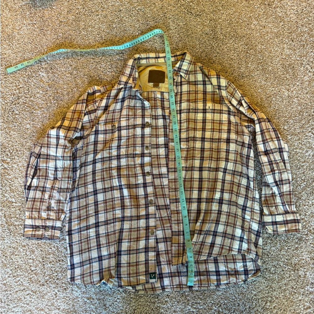 Outdoor Life Campside Flannel Shirt Mens Brown Plaid Long Sleeve Button Up